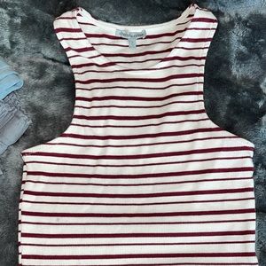 5/$25!!  Cream & Burgundy striped tank top